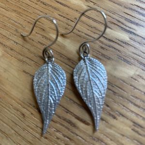 Handmade Sterling Silver Leaf Earrings Small Biz